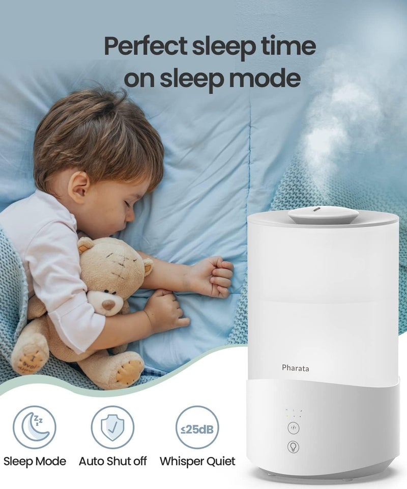 Pharata Humidifiers for Bedroom, 4.0L Humidifier with Essential Oil Diffuser, Top Fill Ultrasonic Cool Mist Humidifier for Large Room, Sleep Mode, Adjustable mist output, Auto Shut-Off - Image 5